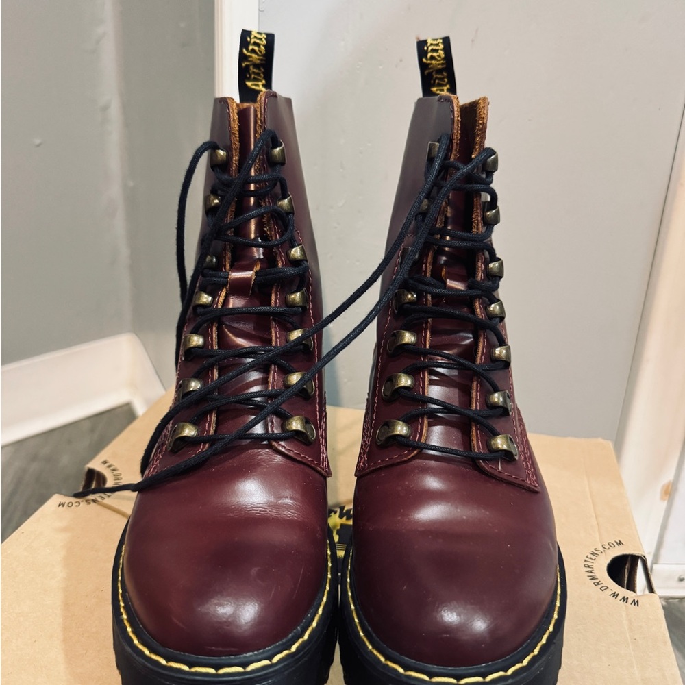 Dr. Martens Cherry Red Combat Boots - Picture 2 of 6